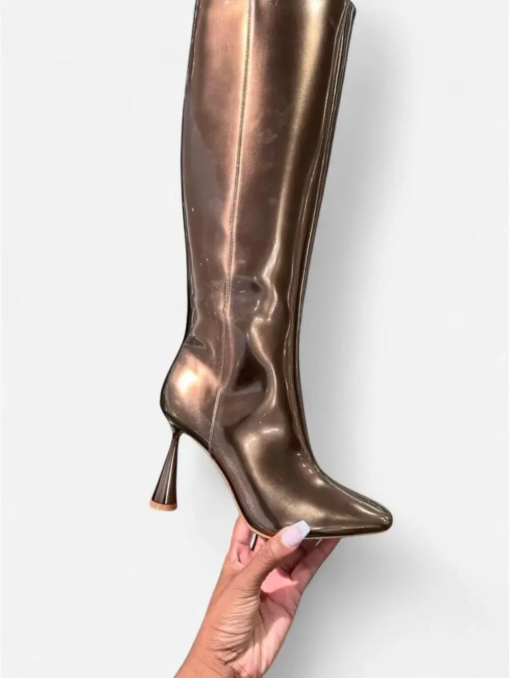 brand new Gianni Bini Metallic Gold Patent Knee High Boots, size 7